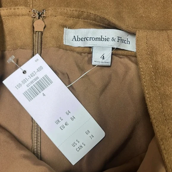 Abercrombie & Fitch Faux Suede Shift Dress Women's 4 Brown Floral Embroidered - Picture 4 of 4